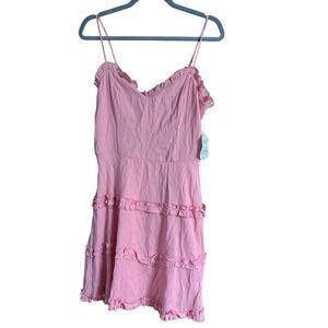Altar'd State Coral Pink Ruffle Tiered Mini Dress Womens Large NWT